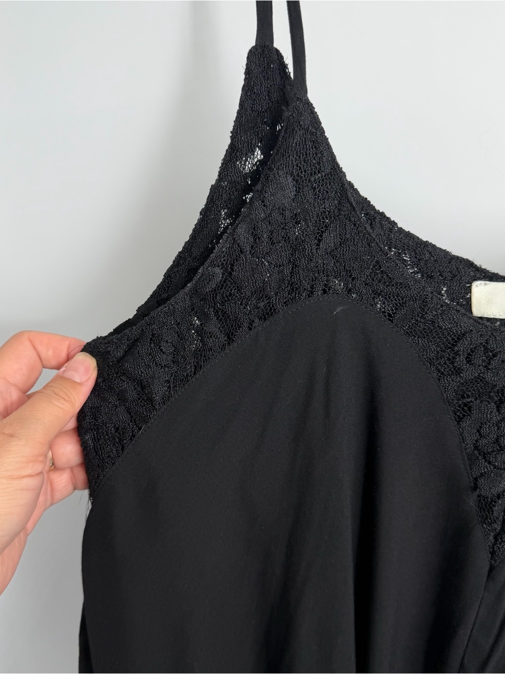 Umgee Black LBD Babydoll Asymmetrical Lace Slip Dress - Picture 4 of 13